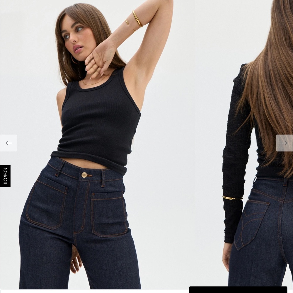 NWT ROLLA'S Women sailor long Jeans High Rise in Dark Blue 30W x 32L